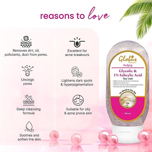 Globus Remedies Pimple Clear Face Wash with Glycolic & 1% Salicylic Acid - 100 ml (Pack of 3)