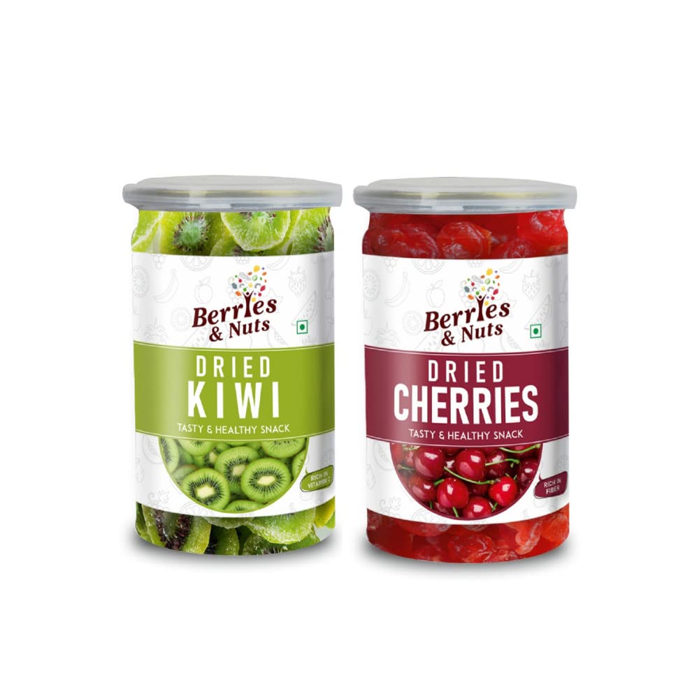 Berries And Nuts Previously_frozen Dehydrated Kiwi & Cherry Combo|Kiwi 200 Grams & Cherry 200 Grams