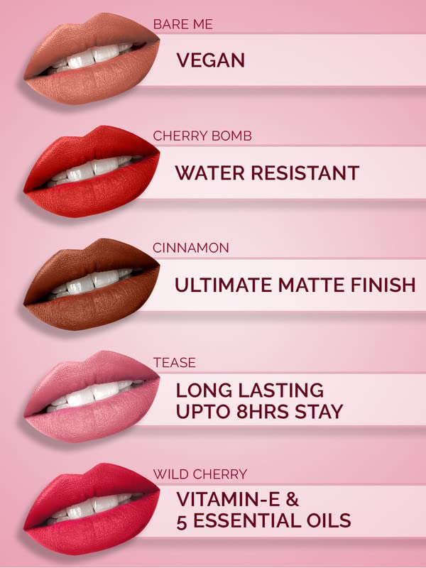 STARSTRUCK BY SUNNY LEONE Liquid Lipstick - Wild Cherry- 6ml | Matte Lip Color | Long Lasting Liquid Matte Lipstick | Waterproof Lipstick | Smudge Proof Lipstick for Women