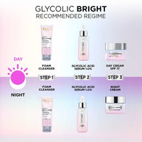 L'OREAL PARIS Glycolic Bright Skin Brightening Serum, 15ml 1% Glycolic Acid For Dark Spots, Pigmentation & Uneven Skin Tone & Glycolic Bright Glowing Night Cream, 15ml For All Skin Type (Pack Of 2)