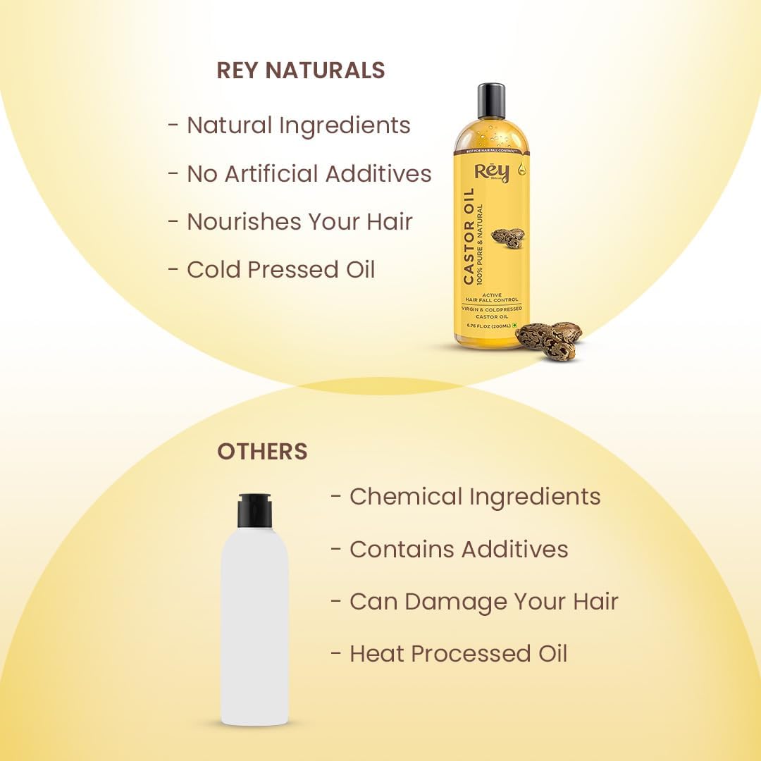 Rey Naturals Cold Pressed Castor Oil, 200ml