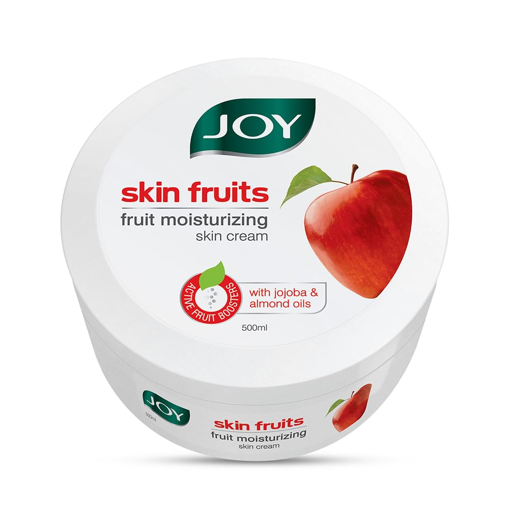 Joy Skin Fruits Moisturizing Cream With Apple, Jojoba & Almond Oil (500ml) | Quick Absorbing & Non Sticky Cold Cream for Face, Hands & Body | For Healthy, Soft & Glowing Skin