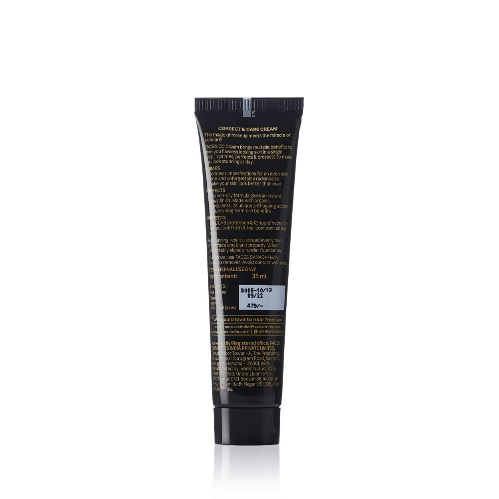 FACES CANADA SPF 20 CC Cream - Sand 02, 35ml | Correct & Care Tinted Cream | Dewy Finish | Radiant Flawless Skin | Conceals & Primes | Non-Oily | Smooth | Lightweight | Anti-Ageing | 12HR Hydration