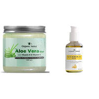 Organic Netra Pure Aloe Vera Gel- 200 Gm and Organic Netra 100% Pure Plant Based Vitamin E Oil For Radiant, Moisturized Youthful Skin -30 ml.