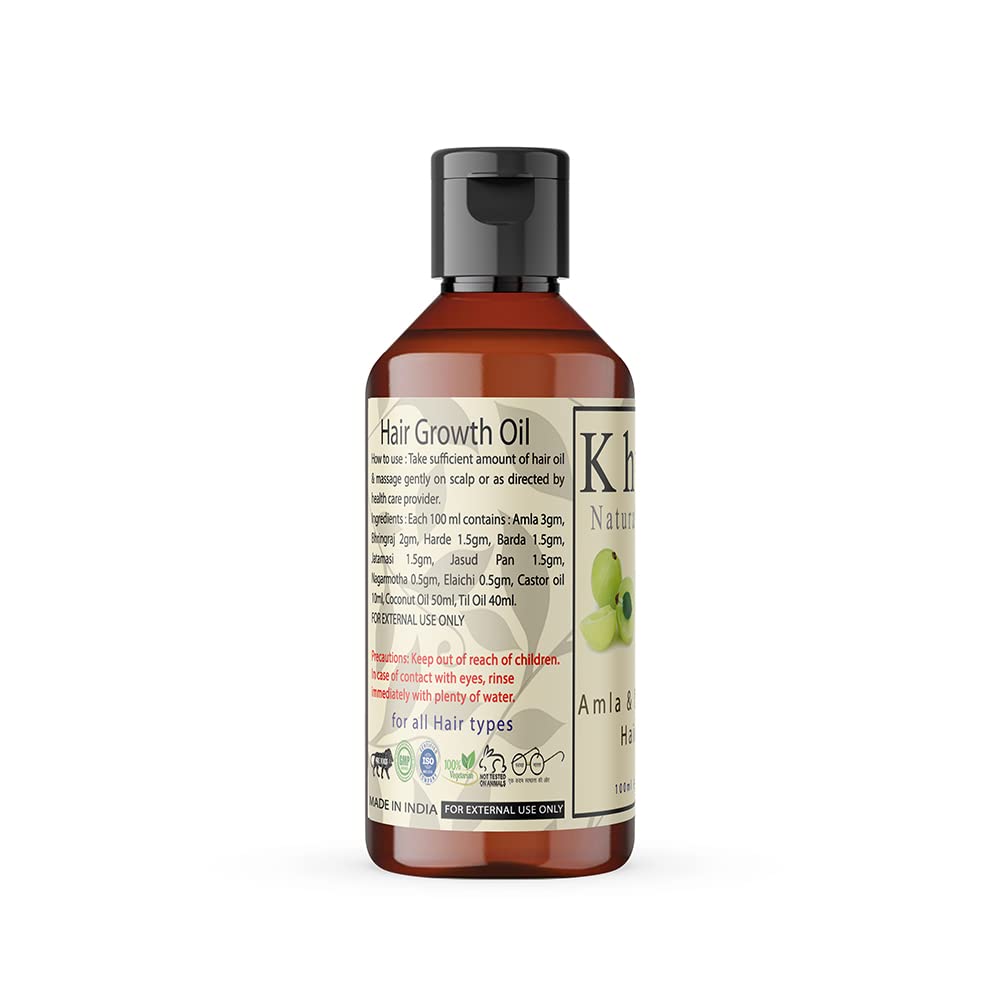 Khadi Natural Herbal Amla & Bhringraj Hair Oil | 100% Natural Pure Amla Hair Oil | Control Hair Fall | Nourishing Oil For Hair Growth | Paraben & Silicone-Free Suitable For All Hair Types 100ml Pack