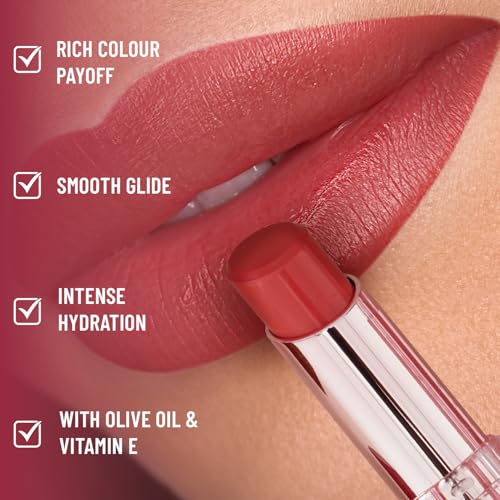 Swiss Beauty Pure Lustre Lipstick | High Shine Finish | Smooth Glide | With Olive Oil & Vitamin E | Hydrating | Shade- Silk Pink, 3.8gm