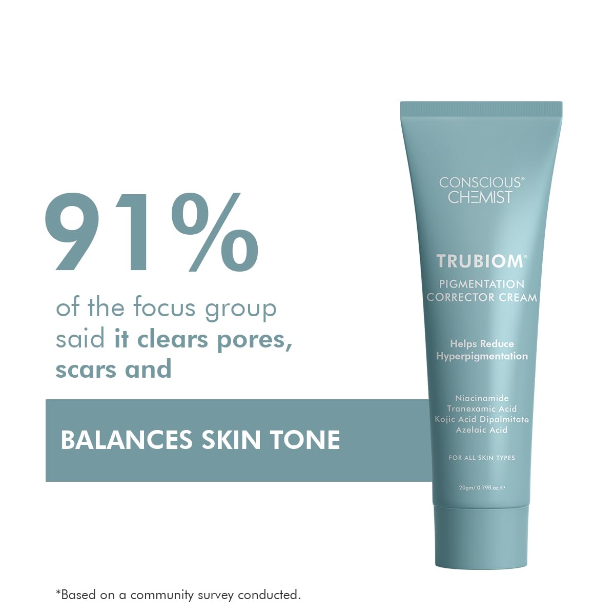 Conscious Chemist Kojic Acid Face Cream | 20g | Azelaic Acid Cream, Face Cream for Men & Women, Niacinamide & Tranexamic Acid, Anti Pigmentation Cream, Reduce Dark Spots, All Skin Type - Trubiom