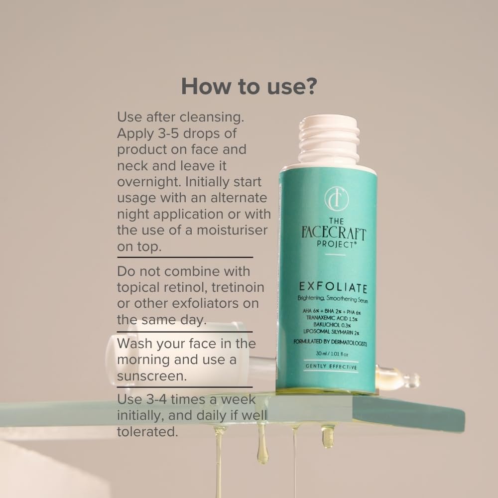 THE FACECRAFT PROJECT Exfoliate Gentle Face Formula | Smooth Texture | Hydrating | Daily Use |(30ml)