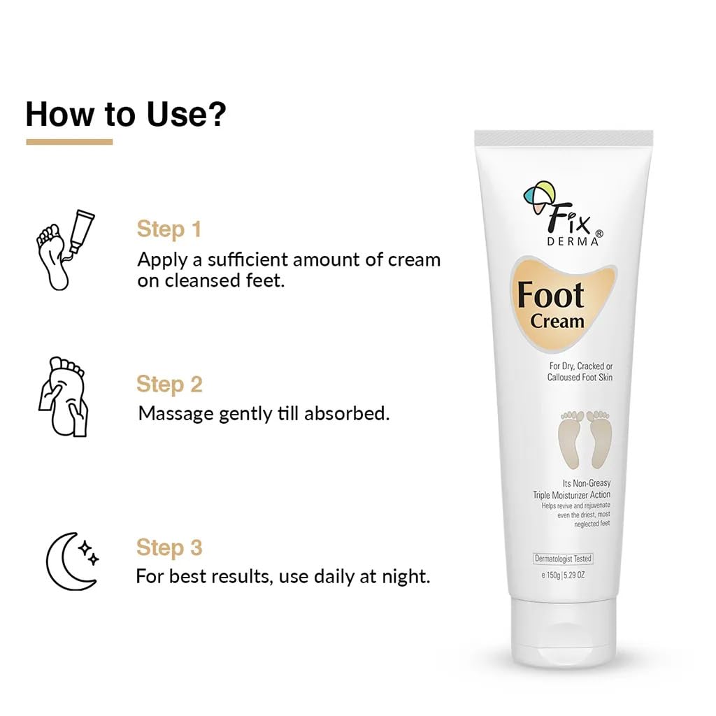 Fixderma 5% Lactic Acid, 15% Urea, 3% Glycerine, Foot Cream For Dry & Cracked Feet, Moisturizes and Soothes Feet, Heel Repair Paraben & Sulphate Free, All Skin Types 60ml (Pack of 2)