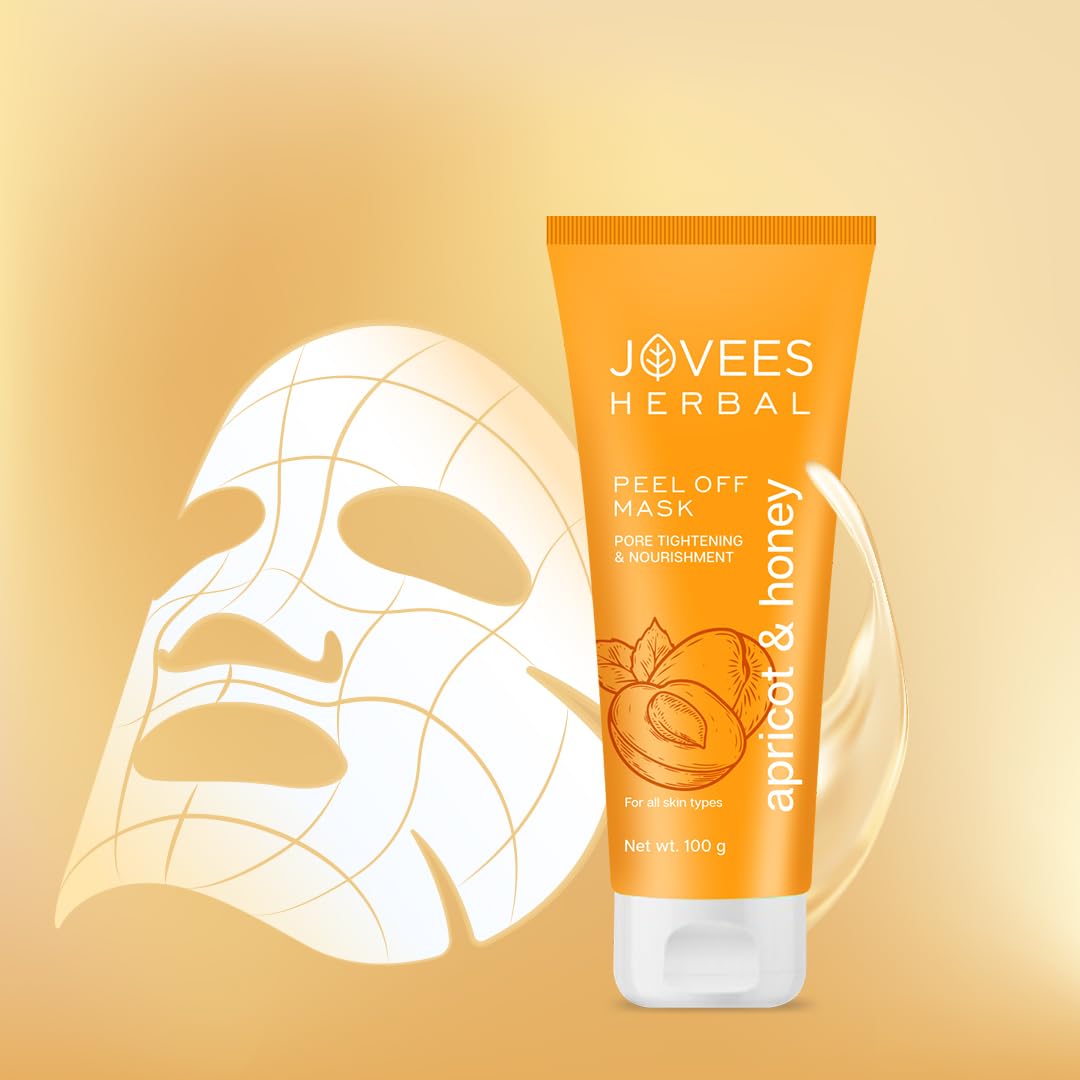Jovees Herbal Apricot & Honey Peel Off Mask 100 GM | For Pore Tightening and Skin Nourishment | All Skin Types | Paraben & Alcohol Free