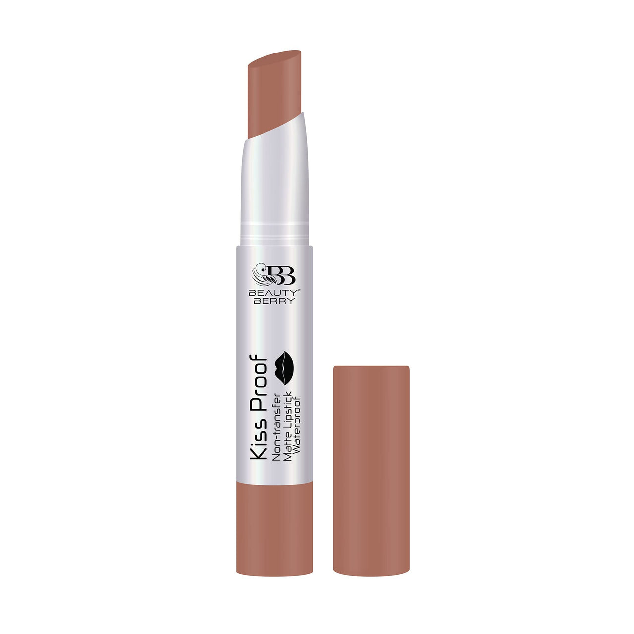 Beauty Berry Kiss Proof Matte Lipstick | Highly Pigmented Ultra Matte Long Lasting Lipstick | Non-Drying, Intense Moisturizing, Lightweight | Non Transfer Lipstick for Women (Nude)