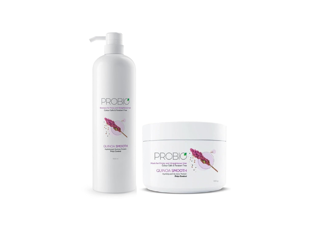 Probio Quinoa Smooth Shampoo (1000ml) and Probio Quinoa Smooth Mask (500 g) | Colour Safe & Paraben Free | with Hydrolyzed Quinoa Protein