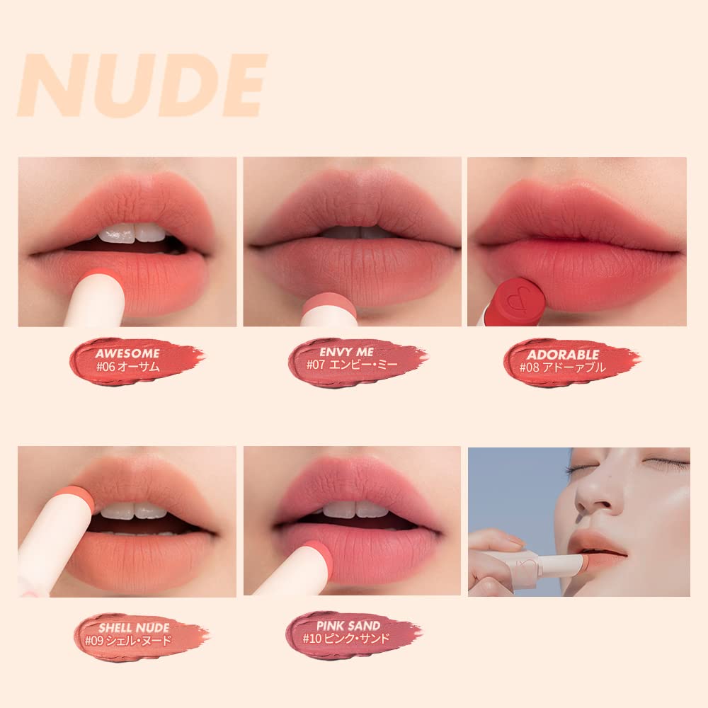 Rom&nd Zero Matte Lipstick - Lightweight, Velvety Matte, Buildable, Long-Lasting, Non-Drying - 01 Dusty Pink, 3g