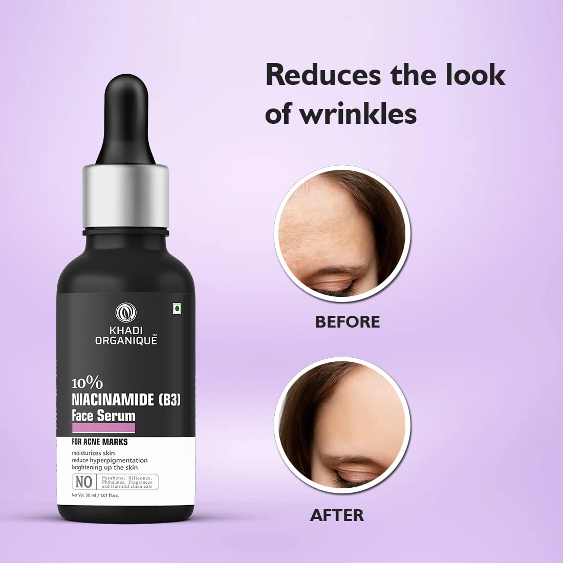 Khadi Organique 10% Niacinamide (B3) Face Serum Moisturizes Skin, Brightening up the Skin, Reduce Hyperpigmentation, No Artificial Fragrance, 30 Ml