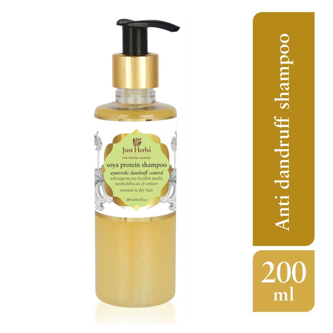Just Herbs Dandruff Control Ayurvedic Soya Protein Shampoo & Just Herbs Ayurvedic, Natural Lip & Cheek Tint, Blush For Women - Sls, Chemical & Paraben Free - 02 Peachy Coral (Creamy Matte) 200 ML
