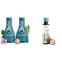 Nat Habit Hair Growth Combo For Long & Thick Hair, Five Oil Hibiscus Nutrimask (Pack Of 2 X 40G) & Cold Pressed Virgin Coconut Oil 100 Millilitres