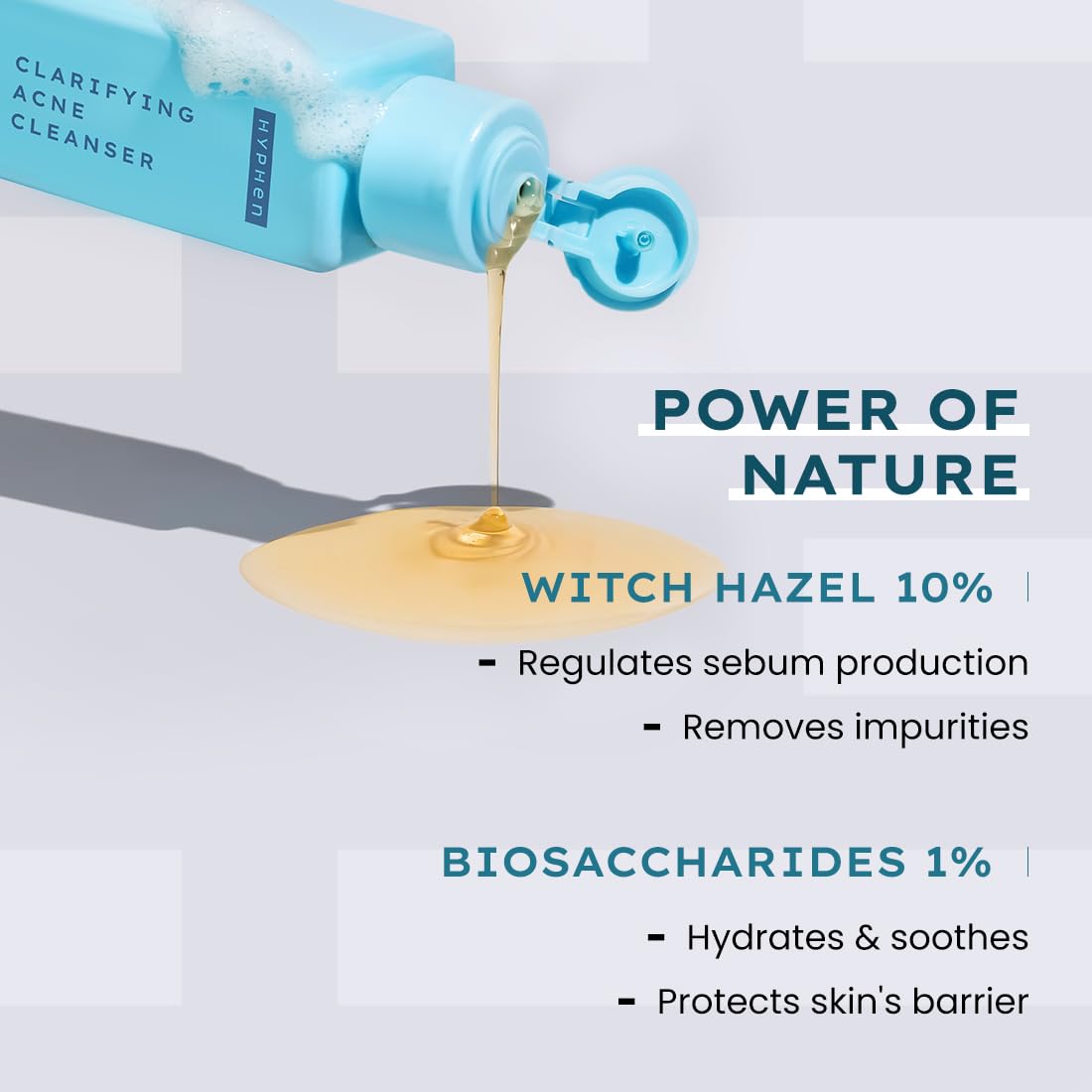 Hyphen Clarifying Acne Face Wash for Women and Men | Cleanser For Acne Prone Skin with Salicylic Acid 2%, Zinc PCA, Witch Hazel 10% | Anti-Acne Face Wash for Oil Control, Pore Cleasning | Antibacterial & Non-Drying Formula - 100ml