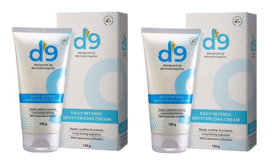 D9 Daily Intense Moisturizing Cream|3 Essential Ceramides And Shea Butter|Moisture Balance, Smoothens Skin, Non-Greasy, Non-Comedogenic|Suitable for All Skin Types for Men and Women|Designed by Dermatologists-150ml