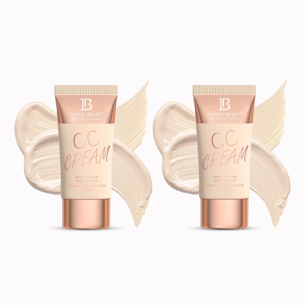Lakyou Beauty CC Cream Instant Fair Look | Waterproof | Makeup Like Finish | Long Lasting | Shade-01(White Ivory) | 120g | Pack Of 2