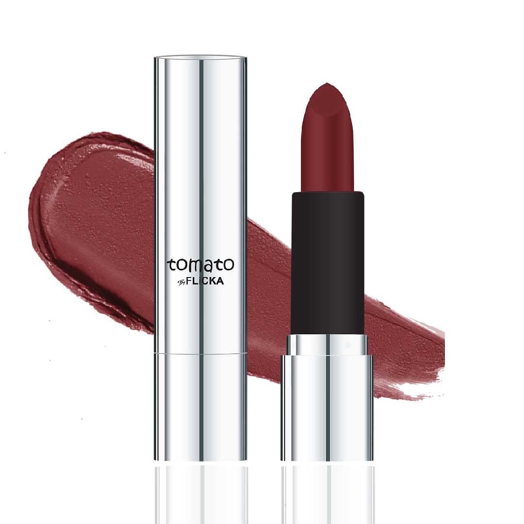 FLiCKA Tomato Bullet Matte Lipstick| Non-transfer Lipstick, Waterproof, Hydrating, Moisturizing, Upto 6Hrs, Shade 14, 4g