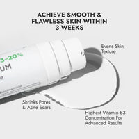 Cos-IQ Niacinamide Vitamin B3-20% Serum, 60ml | For Clear Glowing Skin | With 4% Multi-Peptide Complex & 2% Hyaluronic Acid | For Women & Men | 60 Days Pack