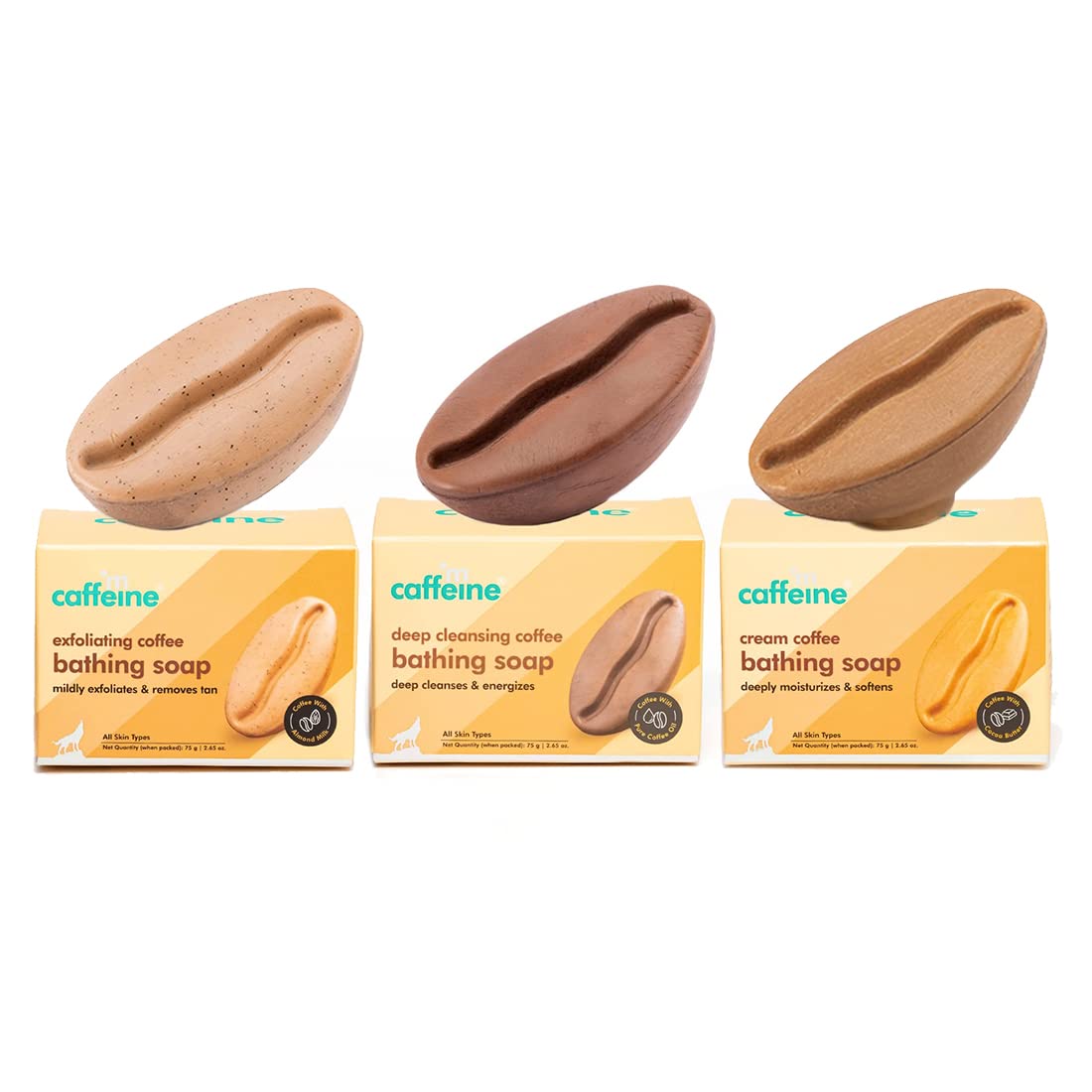 mcaffeine Pack Of 3 Coffee Bath Soaps | Deep Cleansing, Exfoliating & Moisturizing Summer And Winter Bathing Soaps Combo Pack | For Both Women And Men