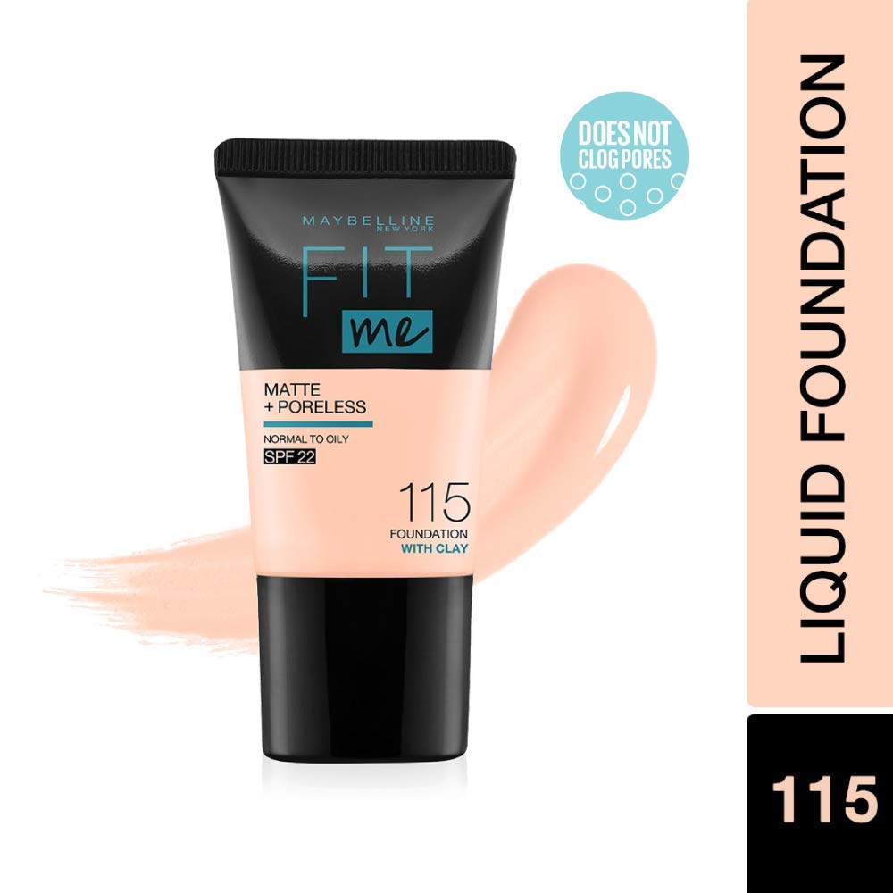 Maybelline New York Fit Me Matte+Poreless Liquid Foundation Medium Coverage For Oily Skin Tube,115 Ivory,18Ml & 128 Warm Nude,18Ml,Pack Of 1