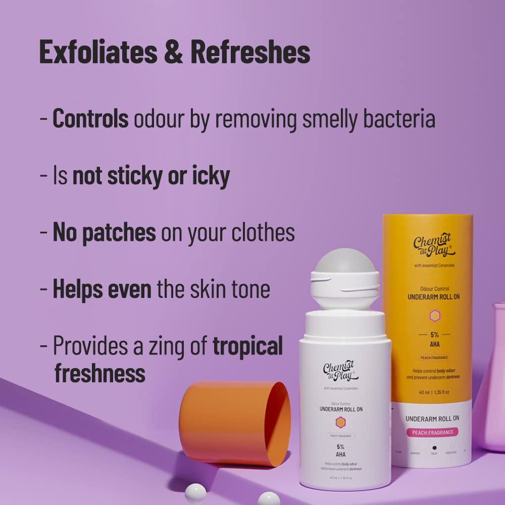 Chemist At Play 1% Salicylic Acid Exfoliating Body Wash 236ml and Chemist at Play UnderArm Roll-On with 5% AHA, Lactic Acid & 1% Mandelic Acid - 40ml