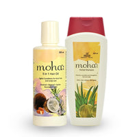 moha: Herbal Hair Shampoo 200 ML And 5 in 1 Hair Oil For Hair Growth and Hair Fall Reduction 200 ML Combo Pack | All Hair Type Clinically Proven (Oil + Shampoo 200ML each)