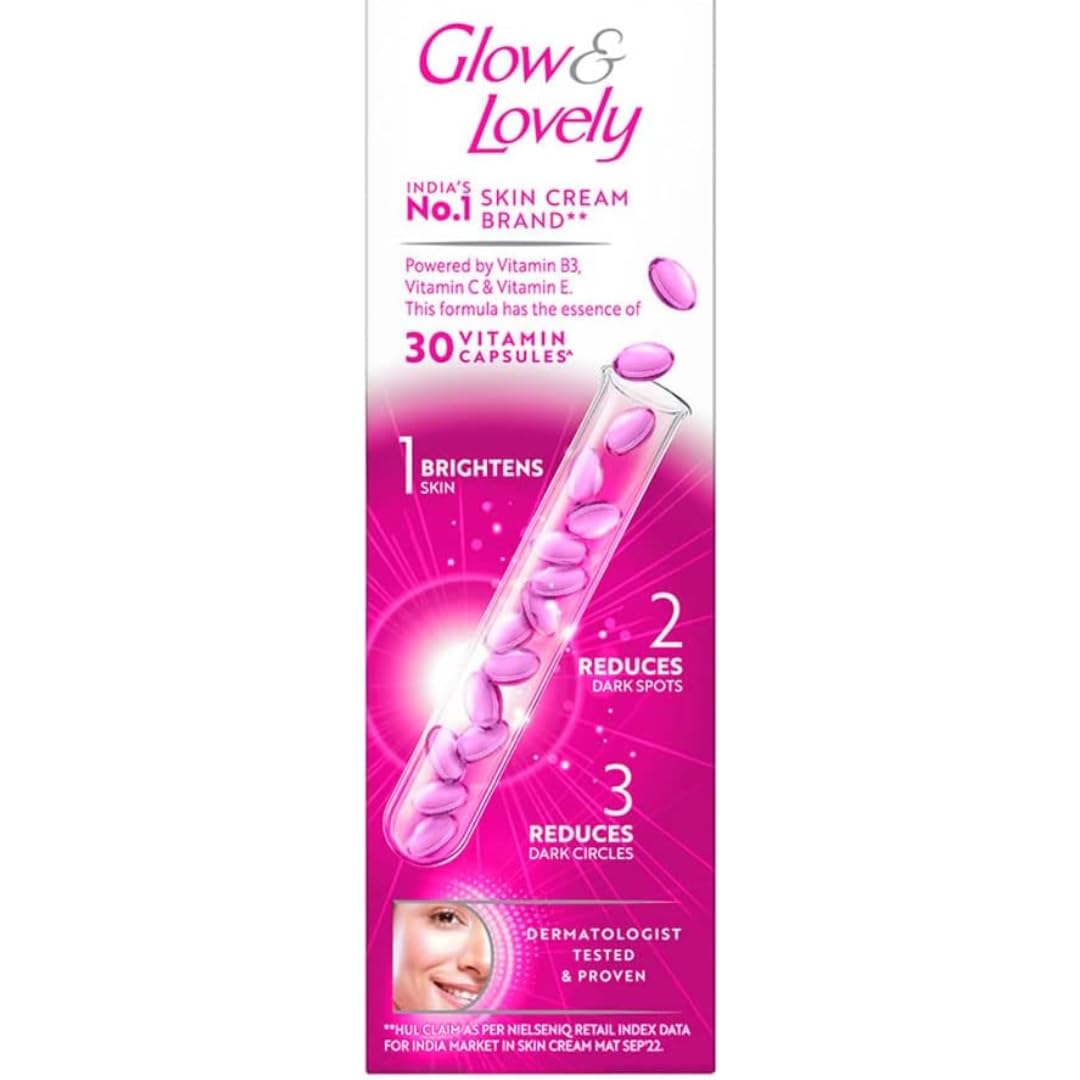 Glow & Lovely Advanced Multivitamin Face Cream 80 g, Daily Illuminating Moisturizer for Glowing Skin, SPF 15 -With Vitamin E, Vitamin C & Niacinamide