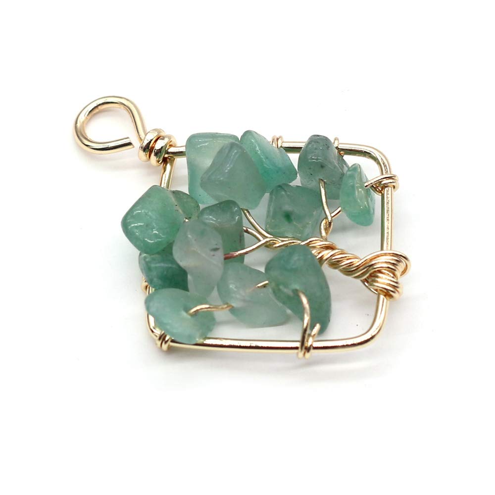 Zotoone Tree of Life Gemstone Pendant,Crystal Quartz Stone Pendant,Copper Wire Wrap Healing Chakra Gemstone Pendant Charms for DIY Necklace Jewelry Making Gifts (Random 6Pcs) Mix style