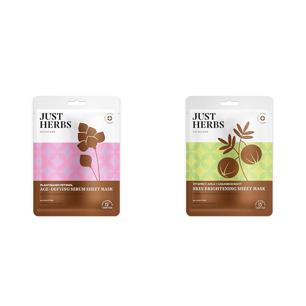 Just Herbs Sheet Mask Glowing Skin Serum Masks & Sheet Mask Glowing Skin Serum Masks Combo, Pack Of 1