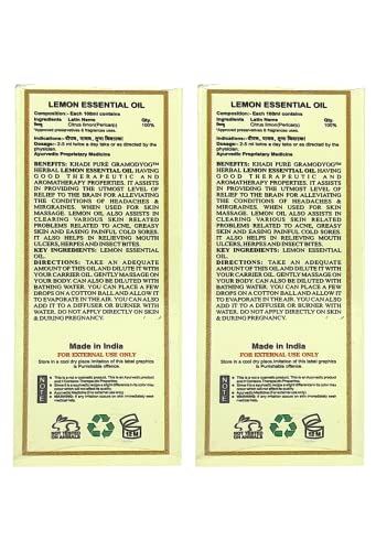 Khadi Pure Herbal Lemon Essential Oil, 15 ml (Pack of 2)
