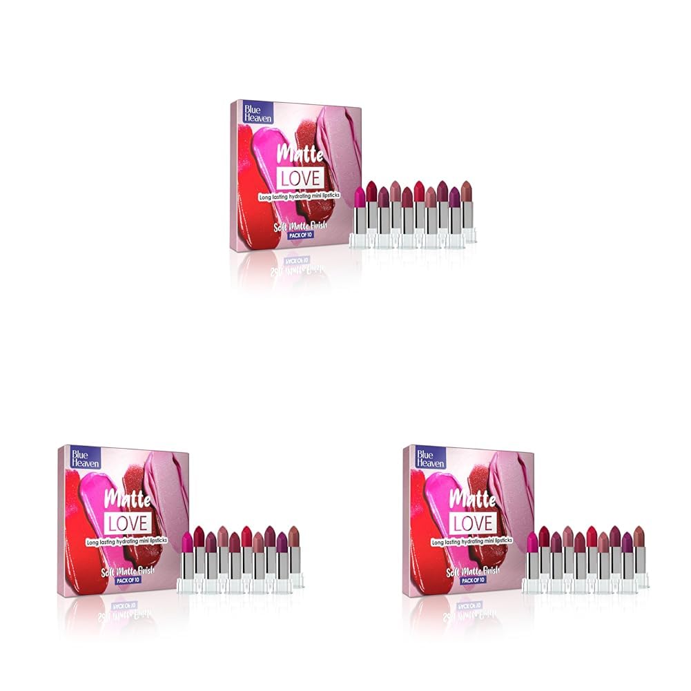 Blue Heaven Matte Love Mini Lipsticks, Pack of 30 | Hydrating & Moisturizing Mini Roll on Lipsticks, 13gm