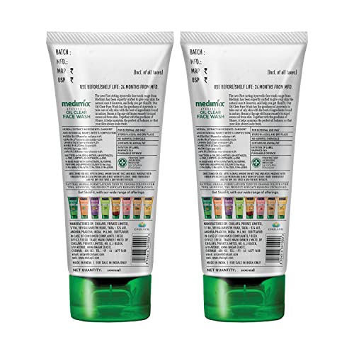 Medimix Ayurvedic Oil clear Face Wash for youthful and glowing skin | With Honey and Besan| 100 ml (Pack of 2)