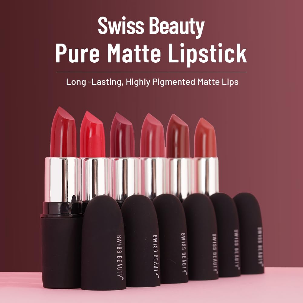 Swiss Beauty Pure Matte Creamy Lipstick | Non-drying, Highly pigmented Lipstick | Shade- Pixie Pink, 3.8gm|