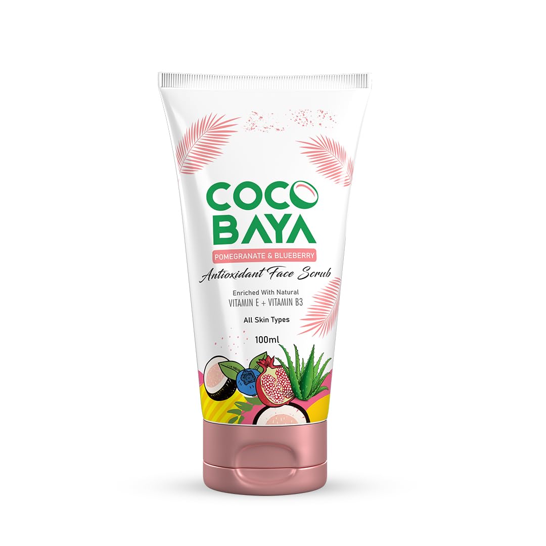 Coco Baya Antioxidant Face Scrub, Enriched With Pomegranate, Blueberry Extracts, Vitamin E & Vitamin B3, Suitable For All Skin Types, 100 Ml