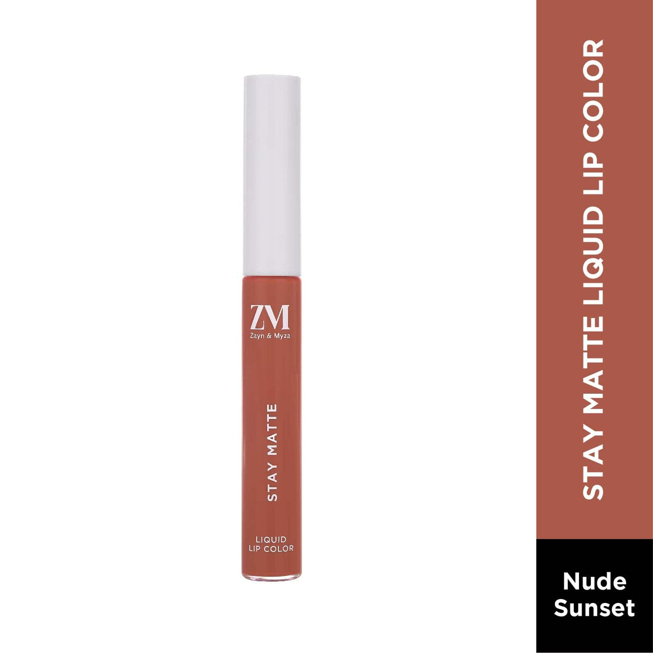 ZM Stay Matte Transfer-proof Lip Color | Matte Texture | Liquid Lipstick | Waterproof and Smudgeproof | Cruelty-free, 6 ML (Nude Sunset)