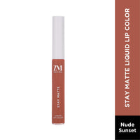 ZM Stay Matte Transfer-proof Lip Color | Matte Texture | Liquid Lipstick | Waterproof and Smudgeproof | Cruelty-free, 6 ML (Nude Sunset)