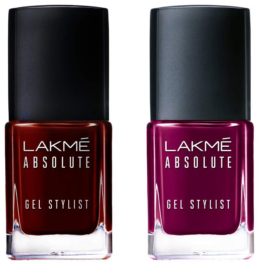 Lakmé Absolute Gel Stylist Glossy Finish Nail Color & Absolute Gel Stylist Nail Color Combo, 12 Ml