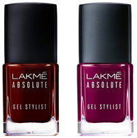 Lakmé Absolute Gel Stylist Glossy Finish Nail Color & Absolute Gel Stylist Nail Color Combo, 12 Ml
