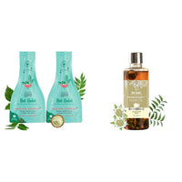 Nat Habit Crushed Tri-Leaf Nutrimask (Pack Of 2 X 40G), Neem Bhringraj Hair Oil 100 Millilitres & Rosemary Methi Jal 200 Millilitres, Hair Combo