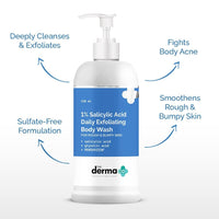 The Derma Co 1% Salicylic Acid Daily Exfoliating Body Wash with Salicylic Acid, Glycolic Acid & PENTAVITIN® - 250ml | | Helps to Prevent Body Acne & Cleanse Skin (Pack of 2)