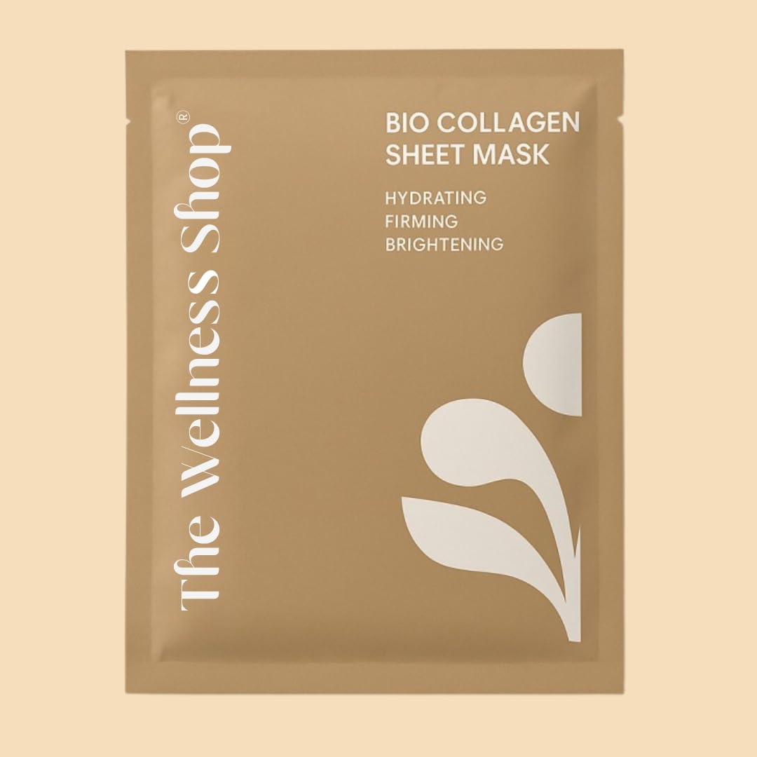 The Wellness Shop Bio-Collagen Overnight Face Sheet Mask- for Real Deep Hydration, Pigmentation | Brightening, Anti-Aging & Pore Minimizing | Hyaluronic Acid, Niacinamide, Elasticity Improvement