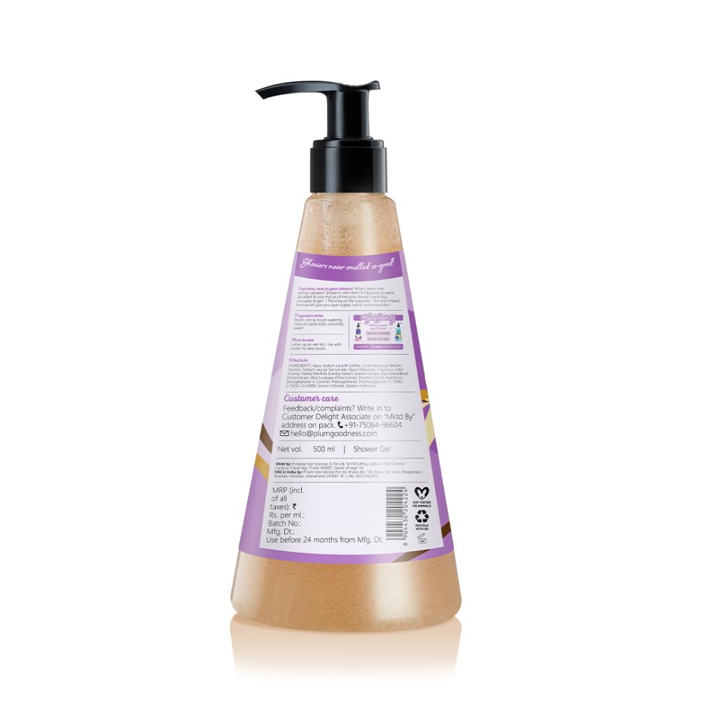 Plum Bodylovin' Vanilla Vibes Body Wash | SLS-Free Creamy Body Wash for Women | Shower Gel with Long Lasting Vanilla Fragrance | Aloe-Infused Nourishing Body Cleanser for Soft & Smooth Skin - 500ml