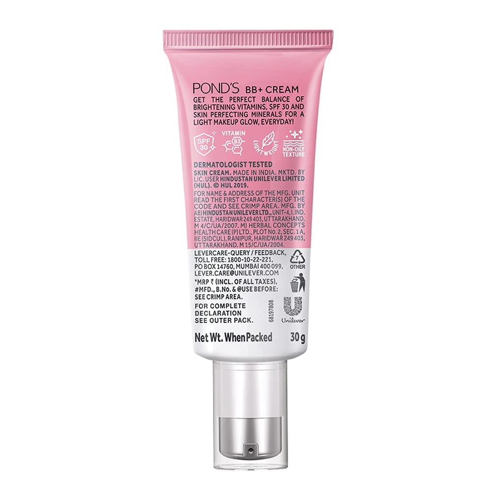 POND'S BB+ Cream, Instant Spot Coverage + Light Make-up Glow, Ivory 30g