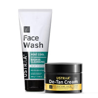 Ustraa Face Wash - Mint Cool - For Dry to Normal Skin - 200g | Reduces Moisture Loss | Removes Dirt & De-Tan Cream For Men- 50g | for Effective Tan Removal & Even Skin Tone | Without Bleach