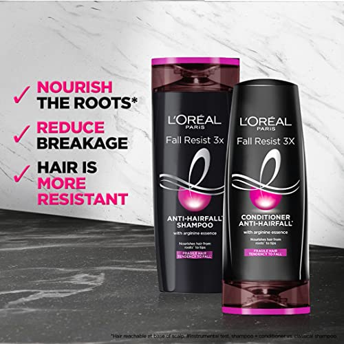 L'Oréal Paris Anti-Hair Fall Conditioner, Reinforcing & Nourishing for Hair Growth, For Thinning & Hair Loss, With Arginine Essence and Salicylic Acid, Fall Resist 3X, 180/192.5 ML (Weight May Vary)