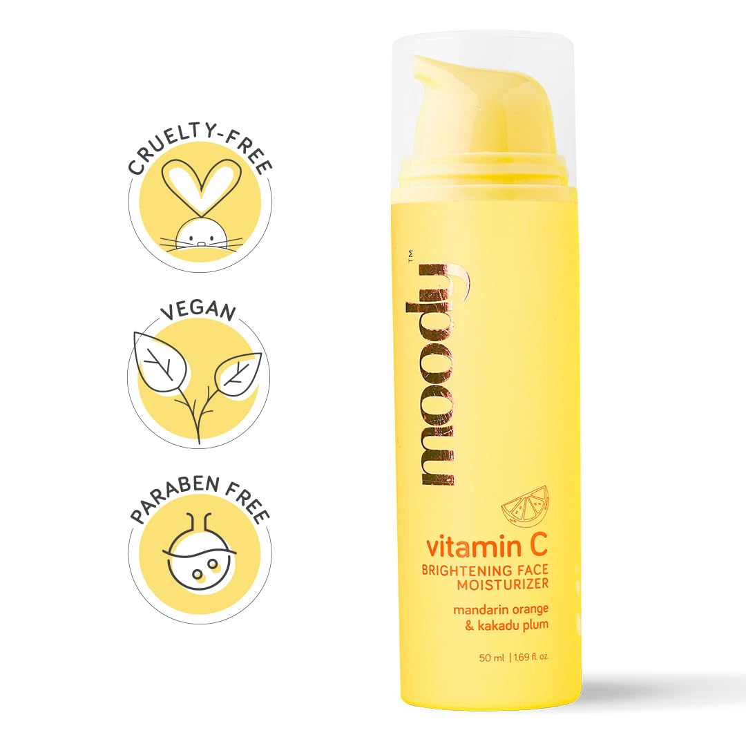 Moody Vitamin C Face Cream Serum Moisturizer For Glowing Skin with Niacinamide & Alpha Arbutin | Fades Pigmentation & Dark Spots, Reduces Skin Dullness | Oil Free & Lightweight | For All Skin Types | 50ml