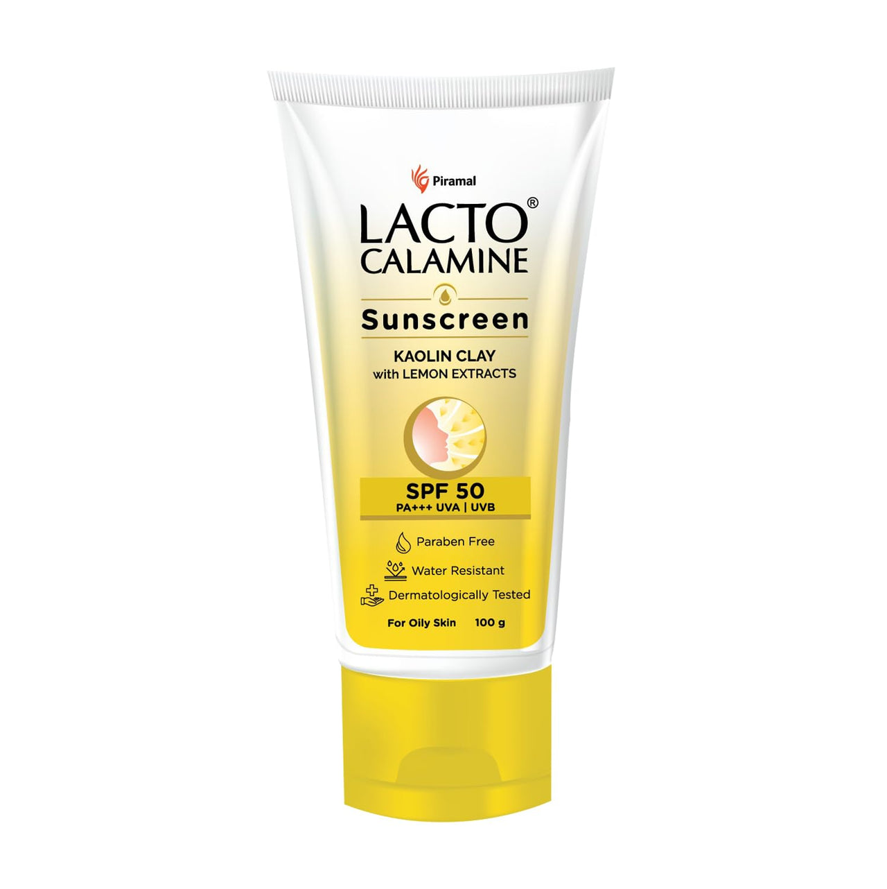 Lacto Calamine Sunscreen SPF 50 | 100g | PA +++ Sunscreen For Oily Skin | UVA – UVB Sunscreen | Water Resistant & No White Cast | With Kaolin Clay, Vitamin E & Lemon Extracts | Paraben Free (100 g)